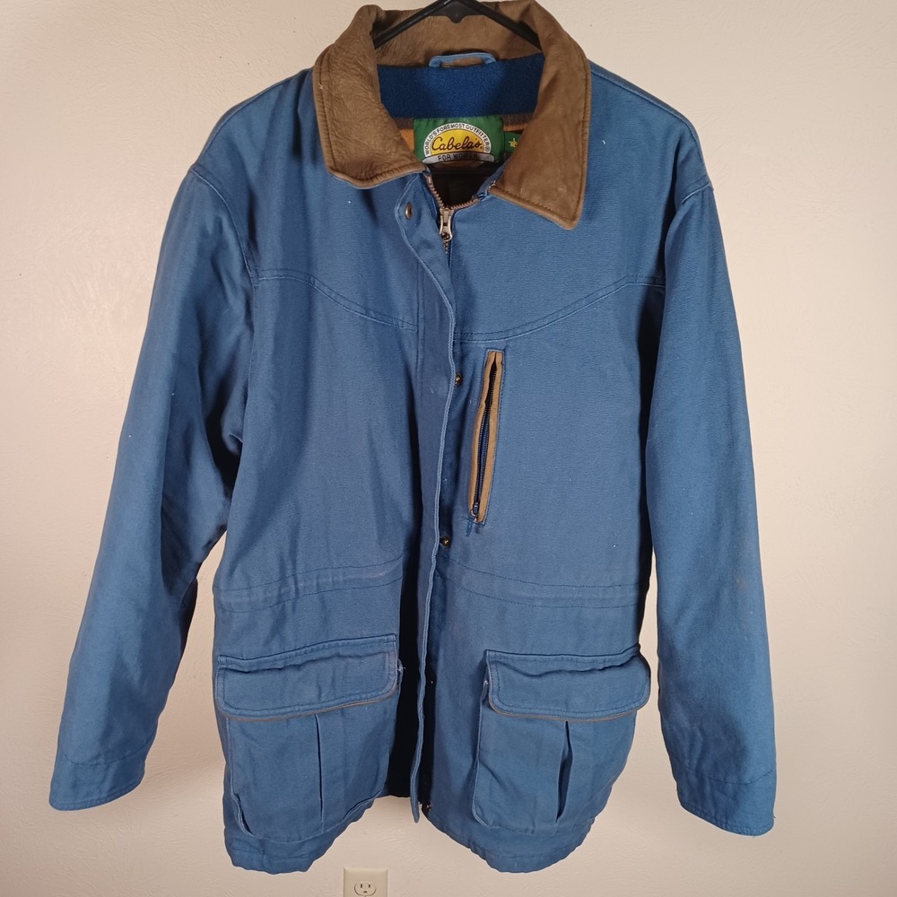 Cabelas Blue Canvas Aztec Fleece Lined Heavy Canvas Field Barn Chore Coat Womens